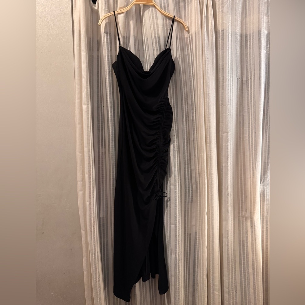 Zara Black Ruched Midi Dress